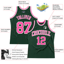 Load image into Gallery viewer, Custom Hunter Green White Pinstripe Pink Authentic Basketball Jersey
