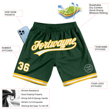 Load image into Gallery viewer, Custom Hunter Green White-Gold Authentic Throwback Basketball Shorts
