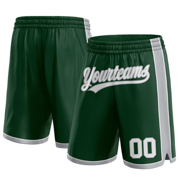 Custom Hunter Green White-Gray Authentic Basketball Shorts