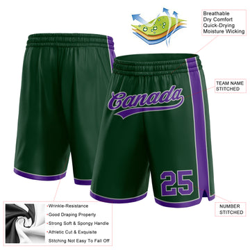 Custom Hunter Green Purple-Gray Authentic Basketball Shorts