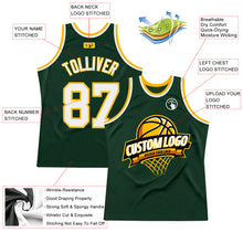 Load image into Gallery viewer, Custom Hunter Green White-Gold Authentic Throwback Basketball Jersey
