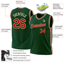 Load image into Gallery viewer, Custom Hunter Green Red-Cream Authentic Throwback Basketball Jersey
