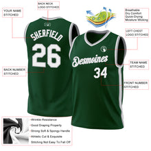 Load image into Gallery viewer, Custom Hunter Green White-Gray Authentic Throwback Basketball Jersey
