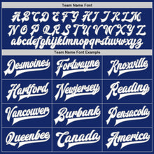 Load image into Gallery viewer, Custom Royal White-Gray Bomber Full-Snap Varsity Letterman Jacket
