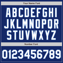 Load image into Gallery viewer, Custom Royal White-Light Blue Bomber Full-Snap Varsity Letterman Jacket
