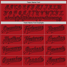 Load image into Gallery viewer, Custom Red Red-Black Bomber Full-Snap Varsity Letterman Jacket
