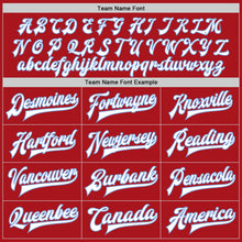 Load image into Gallery viewer, Custom Red White-Light Blue Bomber Full-Snap Varsity Letterman Jacket
