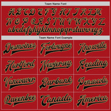 Load image into Gallery viewer, Custom Red Black-Old Gold Bomber Full-Snap Varsity Letterman Jacket
