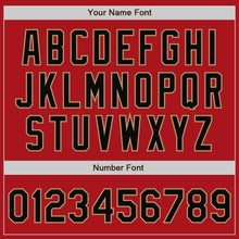 Load image into Gallery viewer, Custom Red Black-Old Gold Bomber Full-Snap Varsity Letterman Jacket
