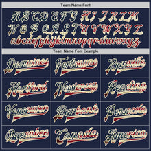 Load image into Gallery viewer, Custom Navy Vintage USA Flag-Cream Bomber Full-Snap Varsity Letterman Jacket
