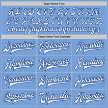 Load image into Gallery viewer, Custom Light Blue White-Royal Bomber Full-Snap Varsity Letterman Jacket
