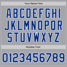 Load image into Gallery viewer, Custom Gray Royal-White Bomber Full-Snap Varsity Letterman Jacket
