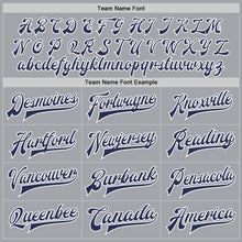 Load image into Gallery viewer, Custom Gray Navy-White Bomber Full-Snap Varsity Letterman Two Tone Jacket
