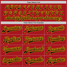 Load image into Gallery viewer, Custom Red Black-Gold Bomber Full-Snap Varsity Letterman Jacket
