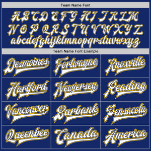 Custom Royal White Navy-Gold Bomber Full-Snap Varsity Letterman Jacket