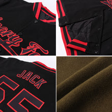 Load image into Gallery viewer, Custom Olive Red-Cream Bomber Full-Snap Varsity Letterman Salute To Service Jacket
