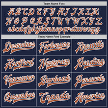 Load image into Gallery viewer, Custom Navy Texas Orange-White Bomber Full-Snap Varsity Letterman Two Tone Jacket
