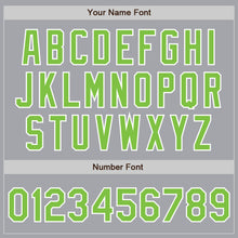 Load image into Gallery viewer, Custom Gray Neon Green-White Bomber Full-Snap Varsity Letterman Jacket
