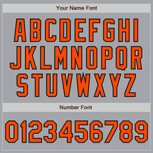 Load image into Gallery viewer, Custom Gray Orange-Black Bomber Full-Snap Varsity Letterman Jacket
