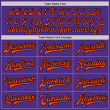 Load image into Gallery viewer, Custom Purple Orange-Black Bomber Full-Snap Varsity Letterman Jacket
