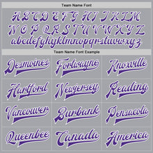 Load image into Gallery viewer, Custom Gray Purple-White Bomber Full-Snap Varsity Letterman Two Tone Jacket
