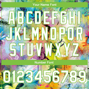 Custom Graffiti Pattern White-Neon Green Scratch 3D Bomber Full-Snap Varsity Letterman Jacket