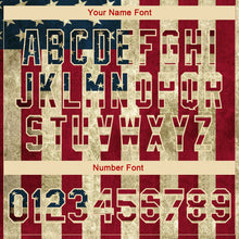 Load image into Gallery viewer, Custom Cream Vintage USA Flag-Red American Flag Fashion 3D Bomber Full-Snap Varsity Letterman Jacket
