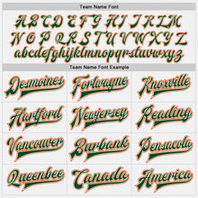 Load image into Gallery viewer, Custom White Orange-Green Bomber Full-Snap Varsity Letterman Two Tone Jacket
