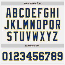 Load image into Gallery viewer, Custom White Royal-Gold Bomber Full-Snap Varsity Letterman Two Tone Jacket
