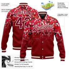Load image into Gallery viewer, Custom Red Crimson-Cream 3D Pattern Design Bomber Full-Snap Varsity Letterman Jacket
