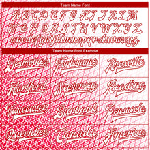 Load image into Gallery viewer, Custom Red White 3D Pattern Design Bomber Full-Snap Varsity Letterman Jacket
