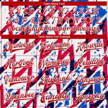 Load image into Gallery viewer, Custom White Royal-Red 3D Pattern Design Bomber Full-Snap Varsity Letterman Jacket
