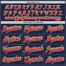 Load image into Gallery viewer, Custom Navy Red-Cream Bomber Full-Snap Varsity Letterman Jacket
