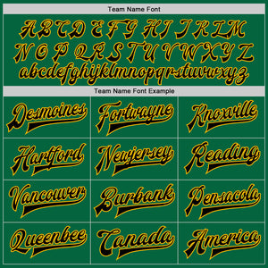 Custom Kelly Green Black-Gold Bomber Full-Snap Varsity Letterman Jacket