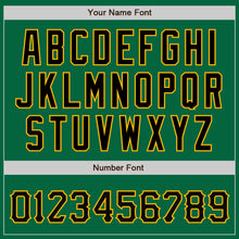 Load image into Gallery viewer, Custom Kelly Green Black-Gold Bomber Full-Snap Varsity Letterman Jacket
