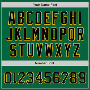 Custom Kelly Green Black-Gold Bomber Full-Snap Varsity Letterman Jacket