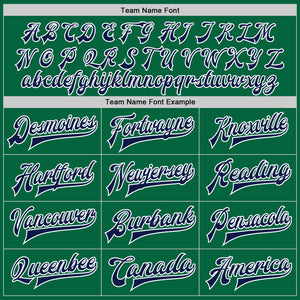Custom Kelly Green Navy-White Bomber Full-Snap Varsity Letterman Jacket