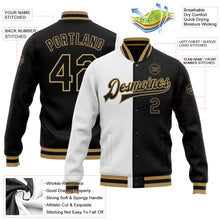 Load image into Gallery viewer, Custom White Black-Old Gold Bomber Full-Snap Varsity Letterman Split Fashion Jacket
