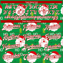 Load image into Gallery viewer, Custom Kelly Green White-Red Christmas 3D Bomber Full-Snap Varsity Letterman Jacket
