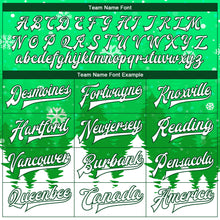 Load image into Gallery viewer, Custom Kelly Green White Christmas 3D Bomber Full-Snap Varsity Letterman Jacket
