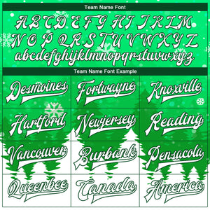 Custom Kelly Green White Christmas 3D Bomber Full-Snap Varsity Letterman Jacket