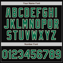 Load image into Gallery viewer, Custom Black Kelly Green-Cream Bomber Full-Snap Varsity Letterman Jacket
