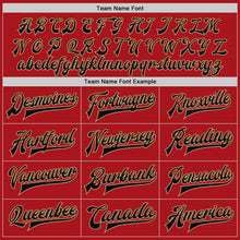 Load image into Gallery viewer, Custom Red Black-Old Gold Bomber Full-Snap Varsity Letterman Two Tone Jacket
