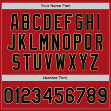 Load image into Gallery viewer, Custom Red Black-Old Gold Bomber Full-Snap Varsity Letterman Two Tone Jacket
