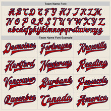 Load image into Gallery viewer, Custom Cream Red-Navy Bomber Full-Snap Varsity Letterman Jacket
