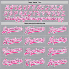 Load image into Gallery viewer, Custom Gray Pink-White Bomber Full-Snap Varsity Letterman Two Tone Jacket
