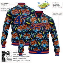 Load image into Gallery viewer, Custom Royal Royal-Orange Red Tiger Head In Colorful Jungle 3D Pattern Design Bomber Full-Snap Varsity Letterman Jacket
