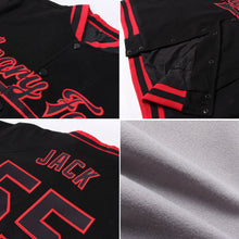 Load image into Gallery viewer, Custom Gray Black-Cream Bomber Full-Snap Varsity Letterman Jacket
