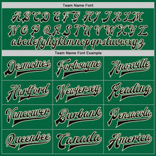 Load image into Gallery viewer, Custom Kelly Green Black-Cream Bomber Full-Snap Varsity Letterman Jacket
