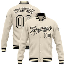 Load image into Gallery viewer, Custom Cream Cream-Black Bomber Full-Snap Varsity Letterman Jacket
